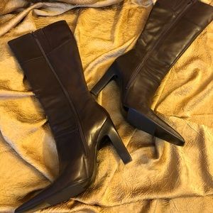 Aldo brown knee high, high heeled leather boots